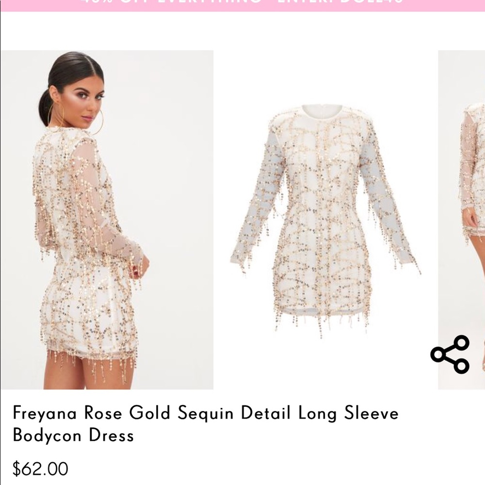 Gold Sequin PrettyLittleThing Mini Dress